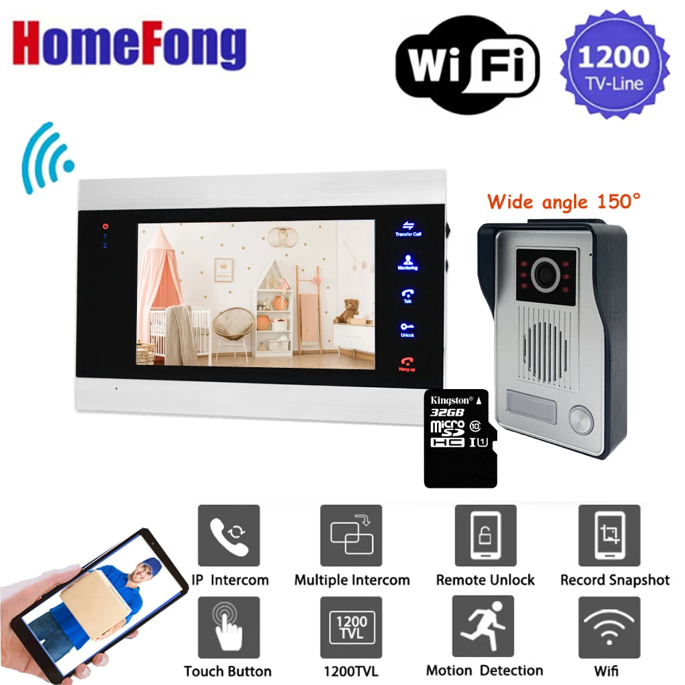 [Широкоугольный объектив 150 °] ysecu 7 дюймового умного Wi Fi видео телефон двери