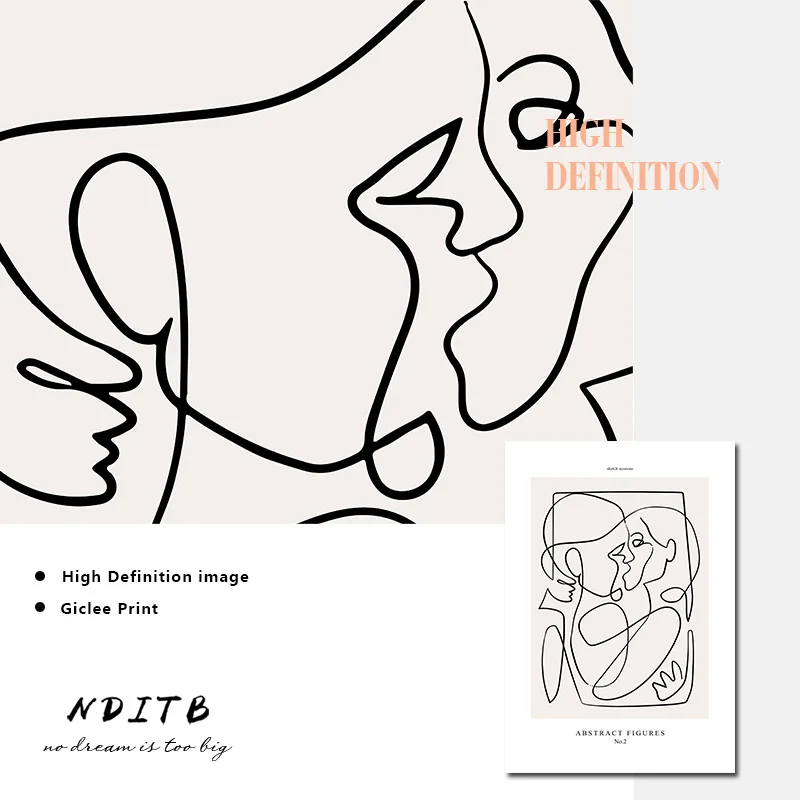 Абстрактные линии холст черно-белая стена минималистский принт картина в