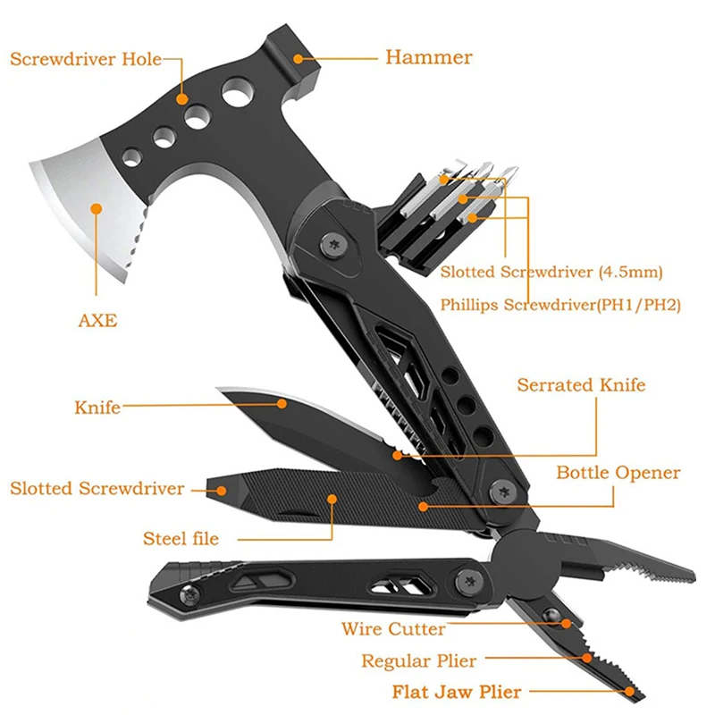Топор для кемпинга Мультитул топор плоскогубцы 15 в 1 снаряжение выживания на