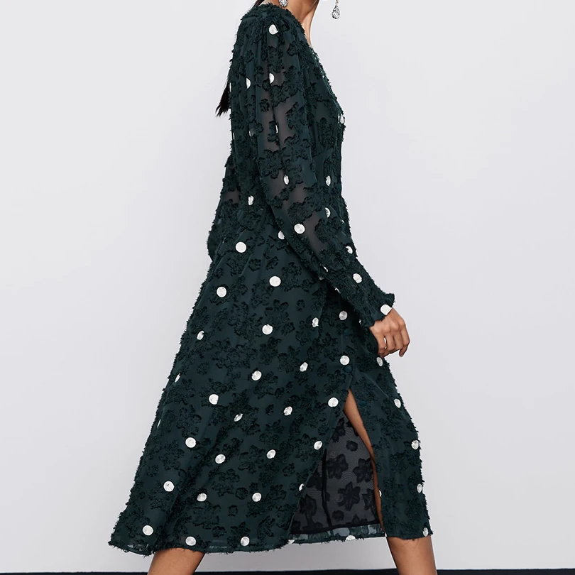 Arvinxia ZA элегантное винтажное текстурное в горошек сексуальное вечерние женское