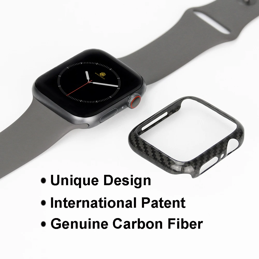 MONOCARBON Тонкий чехол из настоящего углеродного волокна для Apple Watch 44 мм 40 мм серии 4 Gen 4 чехол из углеродного волокна