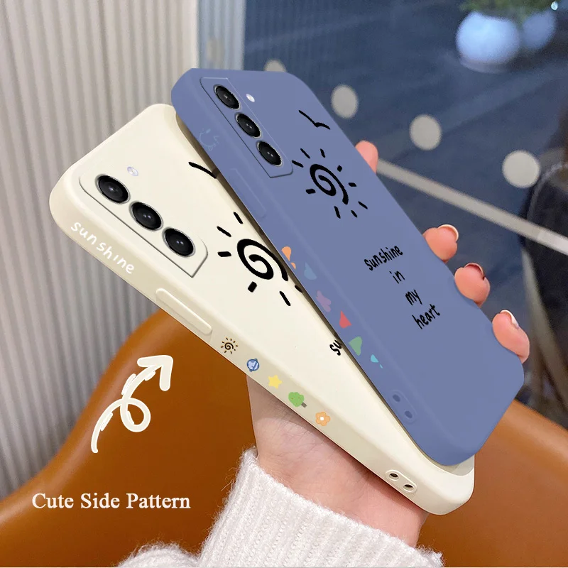 

The Sun Liquid Silicone Case For Samsung Galaxy S21 S20 S10 Note 20 10 Camera Protective Soft Phone Back Cover On A72 A52 A42