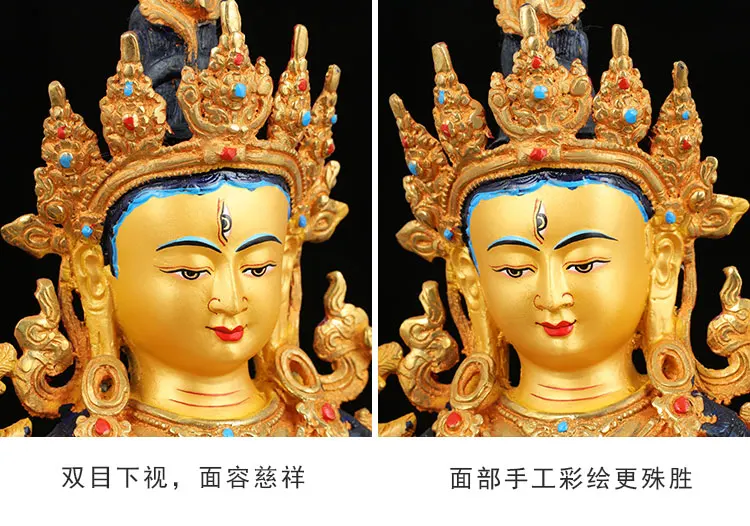 

32CM Wholesale Buddhist supplie Buddhism family HOME Safe protection WHITE Green Tara GUAN YI Gilded Buddha Copper GOOD statue