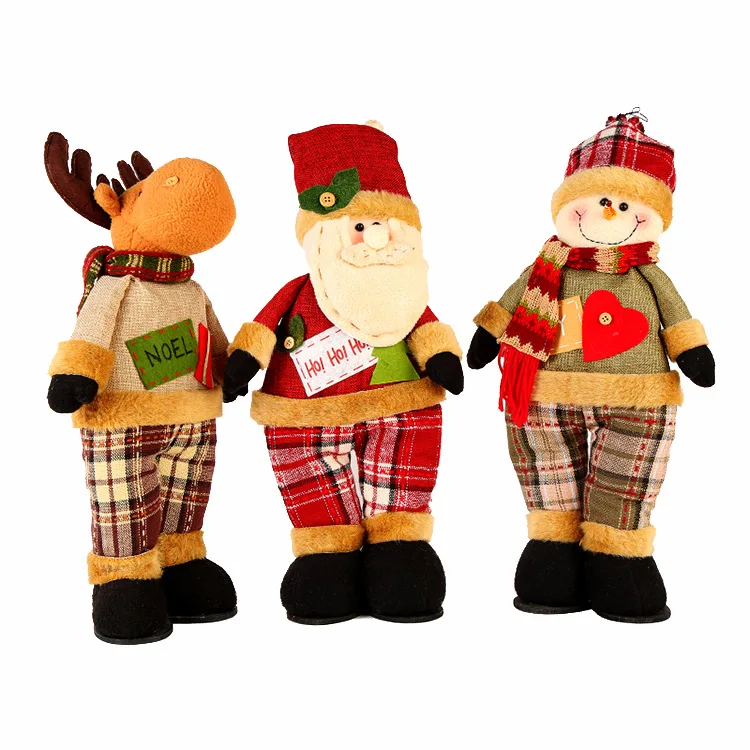 

Christmas Decorations Standing Snowman Elk Toy Ornaments Cloth Santa Claus Doll