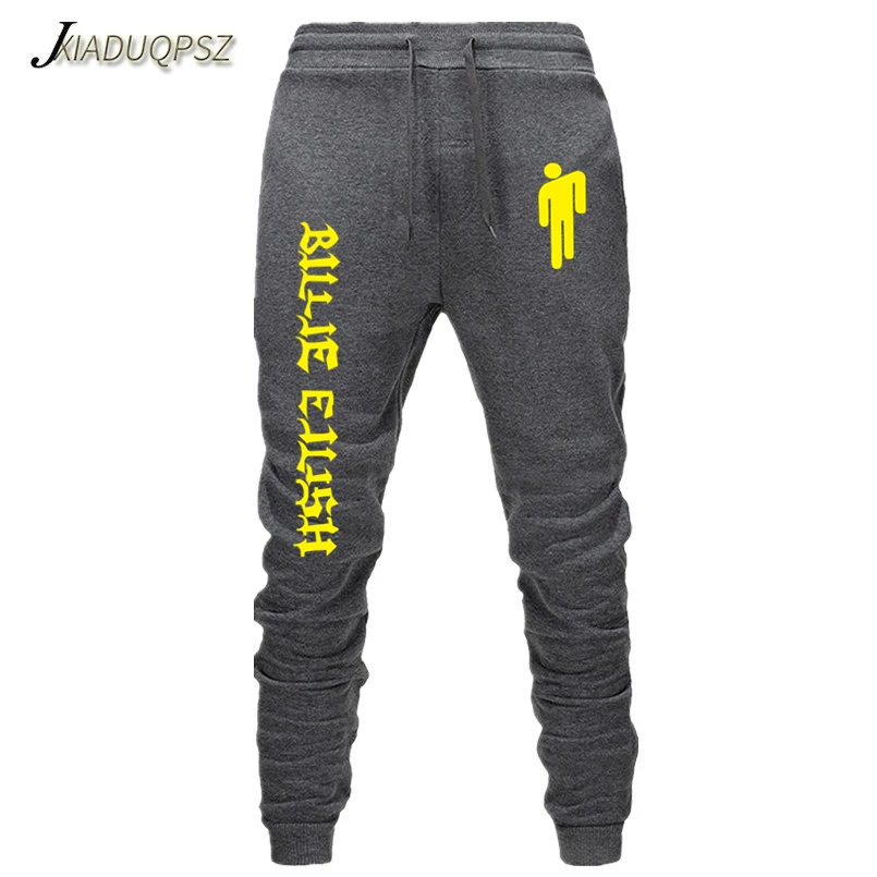 WM62-63 Dark grey Billie Eilish модные брюки с принтом женские/мужские спортивные штаны для фитнеса горячая Распродажа повседневные трендовые обтягивающие брюки для бега - Цвет: WM62-63 Dark grey