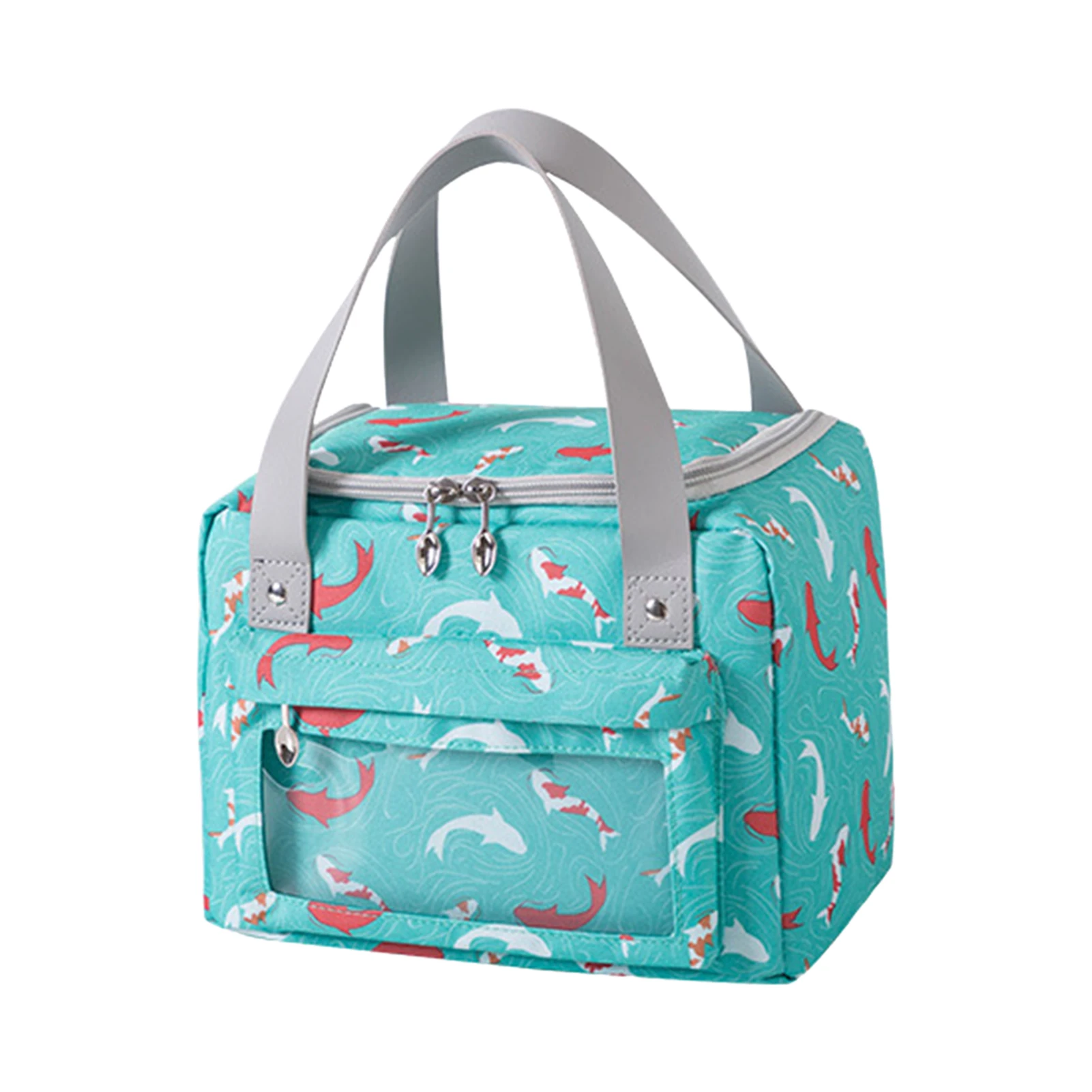 

Women Front Pocket Reusable Large Capacity Office School Picnic With Handle Work Portable Lunch Bag Aluminum Foil Insulated Tote