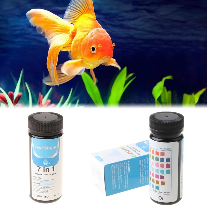 

50 Pcs Water Test Strips 7-in-1 Aquarium Water Quality Test Strips for Check