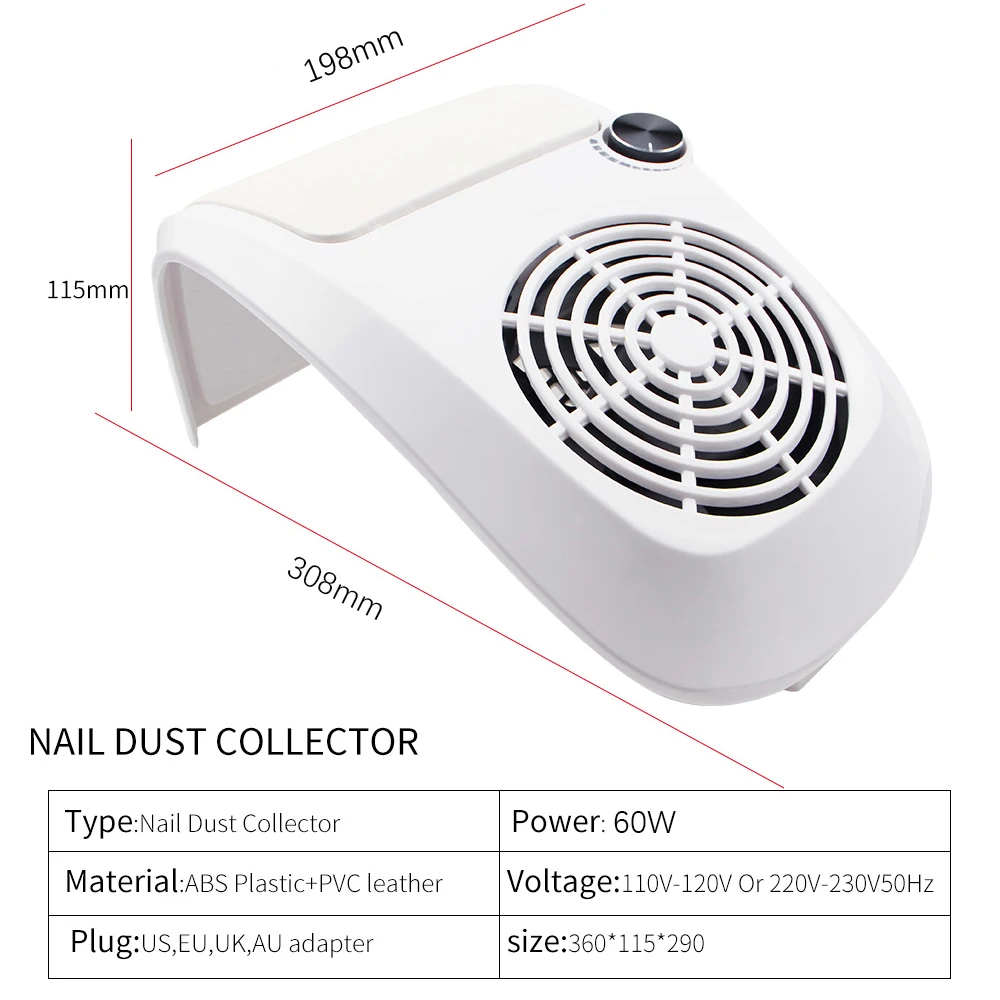 

80W 2 IN 1 Nail Dust Suction Collector with Nail Lamp Vacuum Cleaner with Powerful Fan Dust Collecting Bag Nail Art Equipment