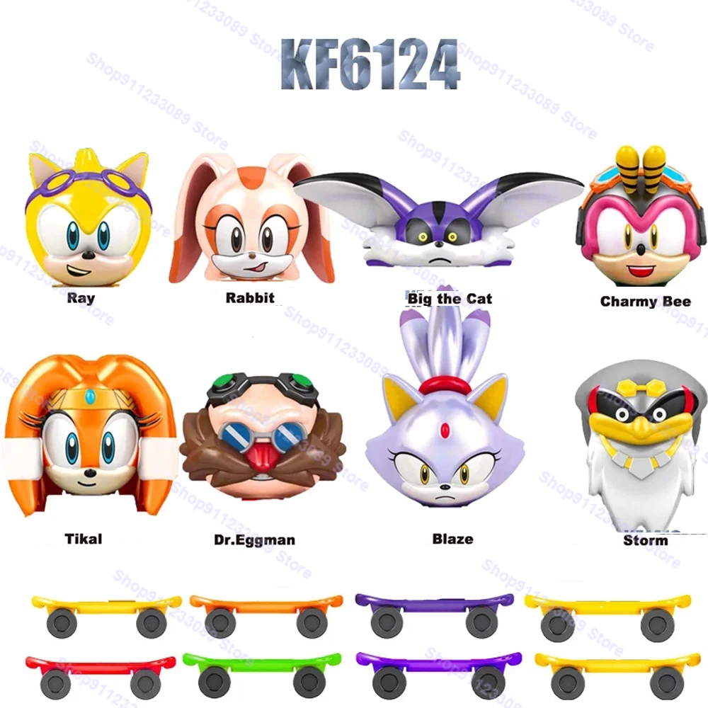 

8pcs Movie Super Sonicing Building Blocks Bricks Blaze Big the Cat Eggman Tikal Storm Doll Action Figures Toys Children KF6124