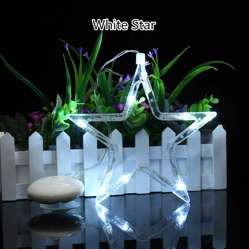 Star White 20 Led Рождественская гирлянда в форме колокольчиков Новогодняя вечеринка, праздник окна декоративные присоски светильник на батарейках праздник света для домашнего декора - Испускаемый цвет: Star White