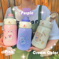 1130ml cute large capacity stainless steel bear water bottle with silicone straw kawaii thermos bottle for girls kids