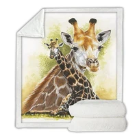 giraffe cozy premium fleece blanket 3d printed sherpa blanket on bed home textiles 04