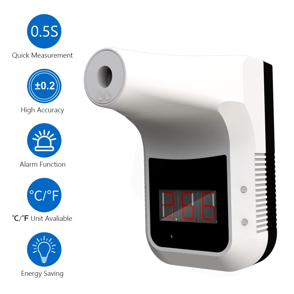Бесконтактный инфракрасный лазерный цифровой термометр K3 для настенного монтажа внутри помещений для фабрик, школ и офисов.