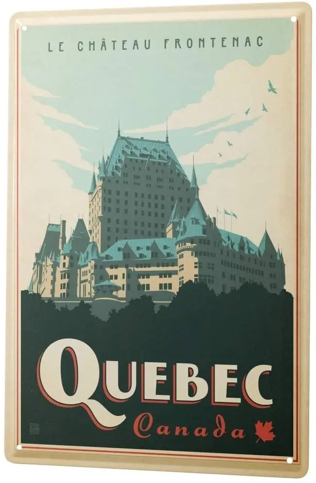

Tin Sign Metal Plate Decorative Sign Home Decor Plaques World Tour Quebec Canada Frontenac Castle Metal Plate Custom Sign