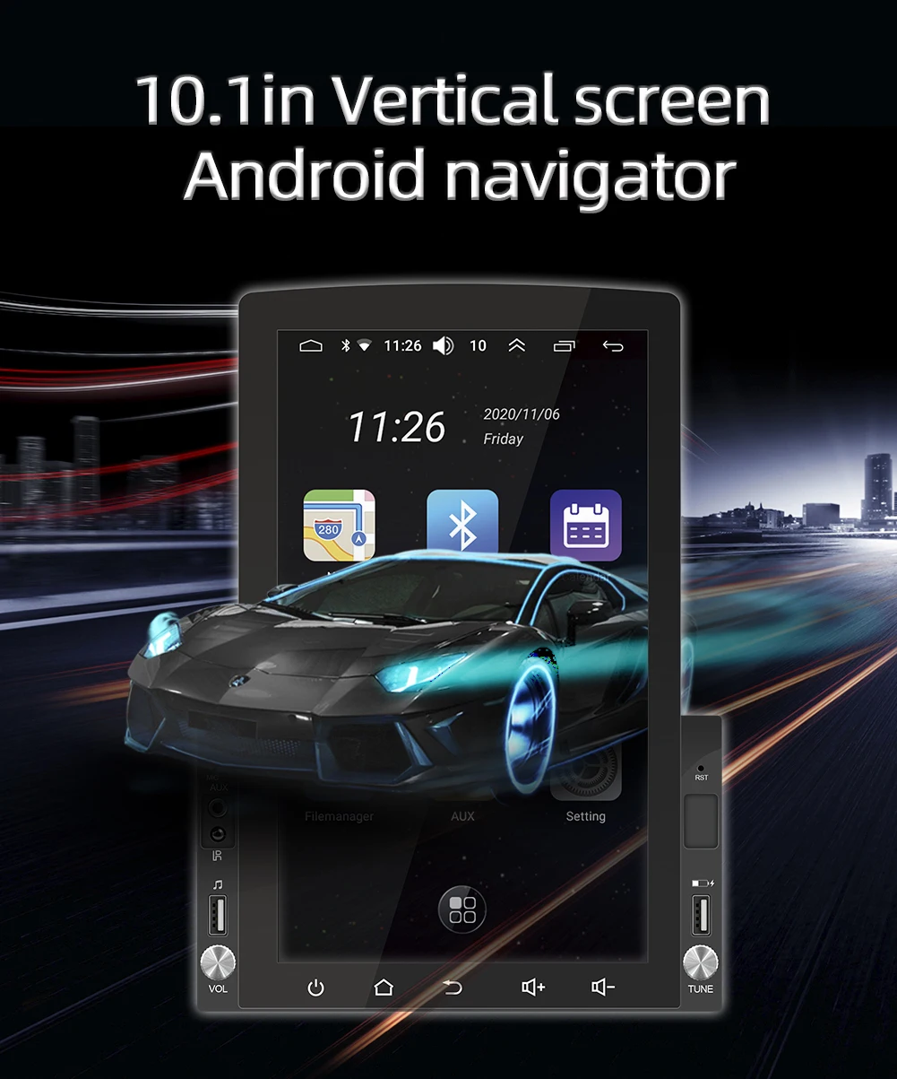 

Автомобильный мультимедийный видеоплеер, 2 Din, 10,1 дюйма, Bluetooth, GPS, дисплей, стерео радио, 1 + 16 ГБ, для Android 10,0, GPS, FM, RDS, Bluetooth