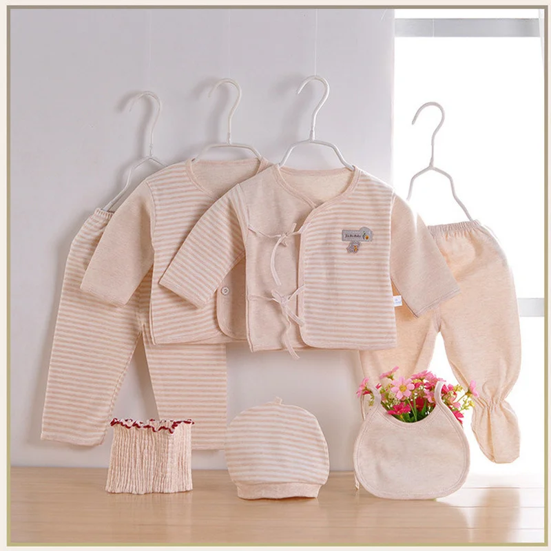 

2021 New Newborn Gift Box Four Seasons Cotton 7-piece Clothes Baby Underwear Colored Cotton 7-piece Gift Box