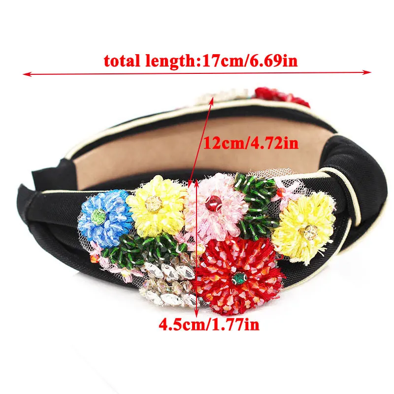

Retro Baroque Headband Colorful Crystal Metal Flower Head Hoop Geometric Cross Hair Hoop Rose Flower Rhinestone Hairbands