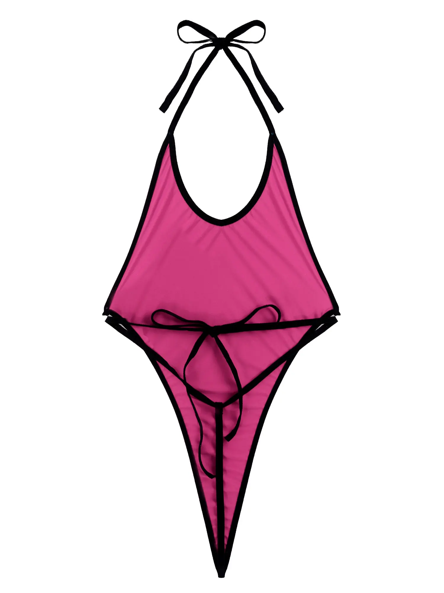 

Women Backless Sexy Lingerie Bodysuit Low Cut Cutout Leotard Jumpsuit Halter Neck Teddies Summer One-piece Sunbathing Costume