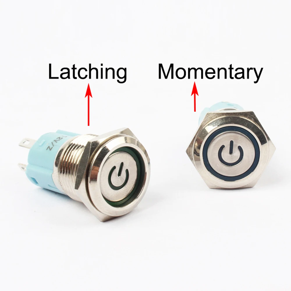 Водонепроницаемый металлический кнопочный переключатель 16 мм Светодиодная