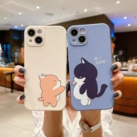 cartoon shiba inu phone case for iphone13 12 11 pro max mini x xs xr 8 7 plus se 2020 straight edges silicone shockproof cover
