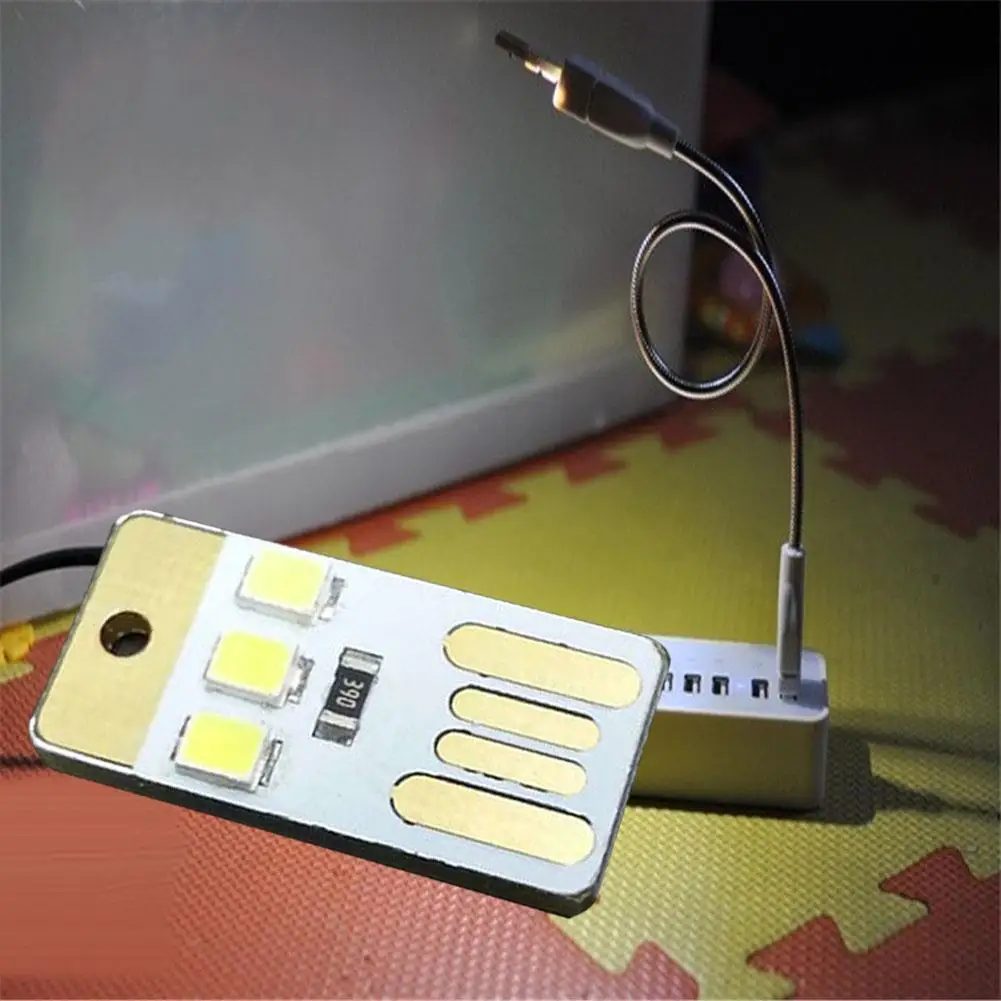 Double Sided USB 3 X LED Warm Mini Pocket Card Light With Induction Switch Camping Laptop Keyboard Lamp White | Лампы и освещение