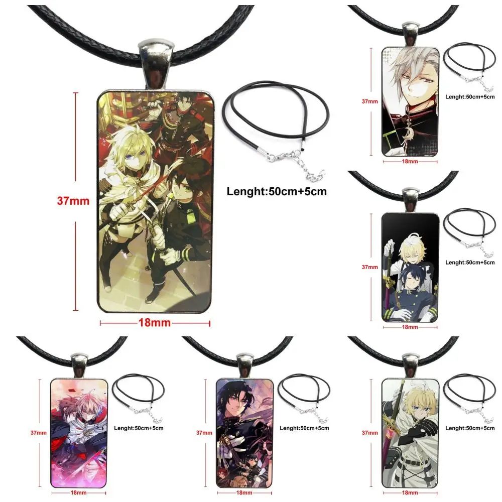 

Ожерелье ручной работы для женщин и девушек аниме Owari No Seraph Of The End Glass Кабошон Подвеска Ожерелье прямоугольное модное ожерелье