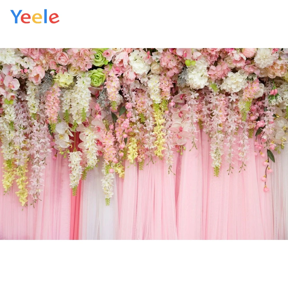 Yeele белые занавески с цветами Свадебная сцена Цветочные украшения стены