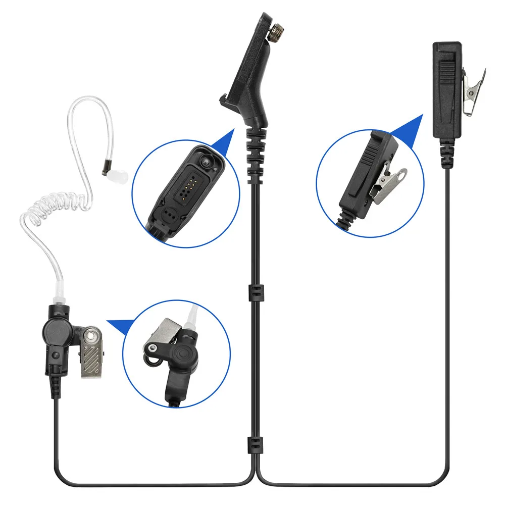 Walkie 2-Wire PPT Mic Headset Earpiece for XiR P8660 P8260 P8268 P8608 APX4000 APX6000 APX6500 APX7000 SRX2200 Radio Earphone