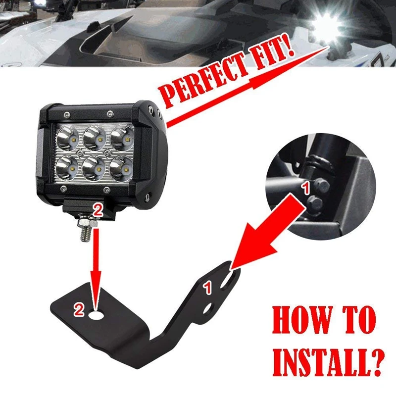 A-Pillar LED Spot Work Light Mounting Brackets for 2014-2018 Polaris RZR XP 1000 and 2015-2018 900 S900 S1000 EPS-1 Set (Lef | Автомобили