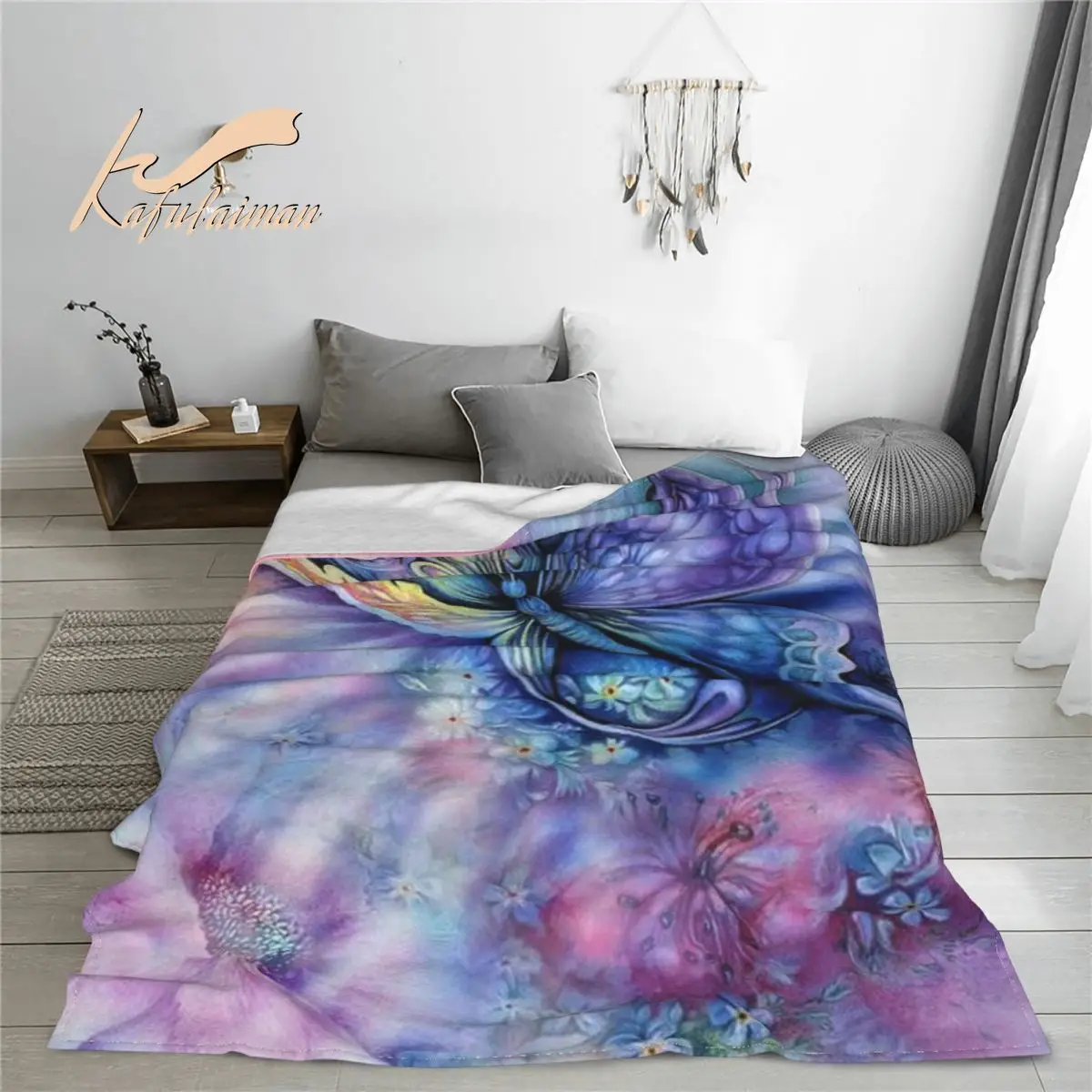 

Butterfly Colorful Blanket Bed Super Soft Blanket Aesthetic Fleece Bedspread Bedding Flannel Children and Adult Bedrooms Decor
