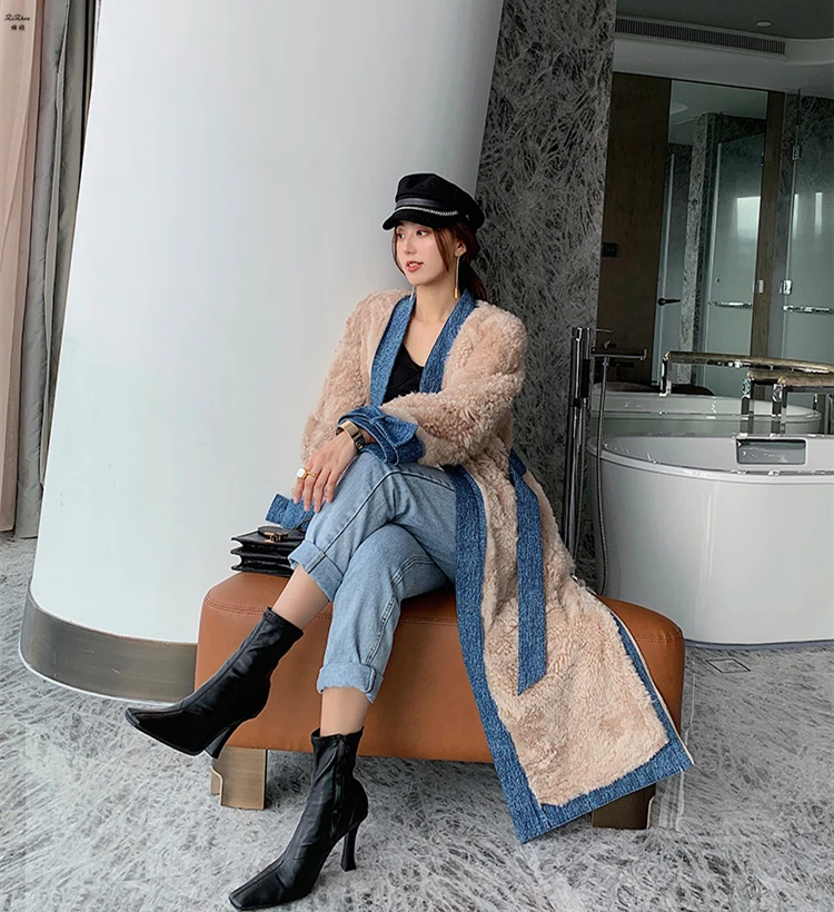 ZiZhen длинный халат из натуральной кожи роскошная зимняя женская шубка исанной