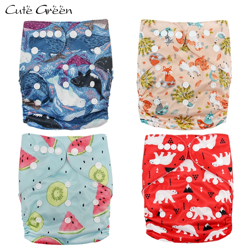 

2020 Reusable Baby Diapers Print Waterproof PUL Suede Cloth Infant Nappies Panties Washable Baby Cloth Diaper Cover Fits 3-15kg