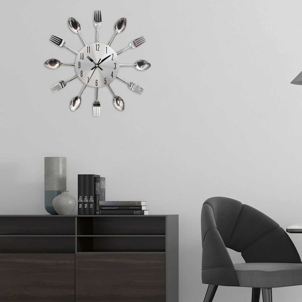 

Wall Clock Stainless Steel Knife Fork Modern Design Large Kitchen Wall Watch Clocks Quartz For Home Office Decor Free shipping