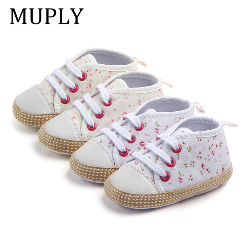 

Обувь для новорожденных девочек, Повседневная парусиновая обувь с цветочным рисунком, нескользящая обувь с мягкой подошвой, весна-осень 2021,...