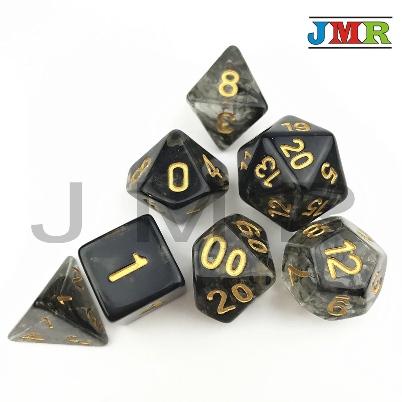 Высокое качество Nebular Juegos De Mesa Dados черные игральные кости набор D4 D6 D8 D10 % D20 для DnD Rpg