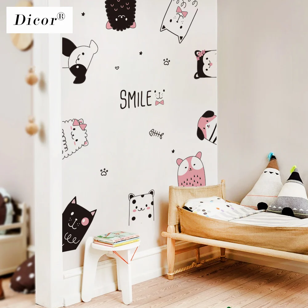 Наклейка на дверь в спальню с изображением дикора угловая стену для детской