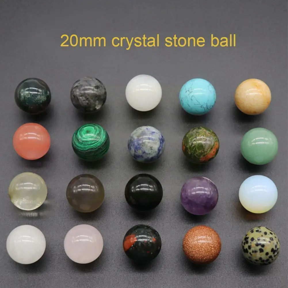 

12/20pcs 20mm Assorted Natural Crystal Healing Gemstone Random Decoration Spheres Style Mixed Balls Accessories Home Color O2H4