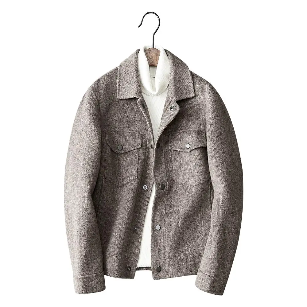 

Men's Wool Coat 2019 New Winter Jacket High Quality Casual Trench Male Woolen coat Pocket Fashion Single Breasted Overcoat #1968
