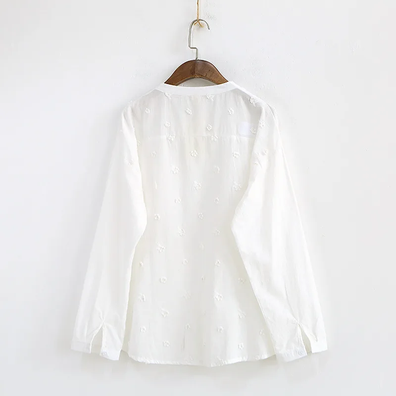 Женская Свободная блузка из мягкого хлопка Mori Girl белая Повседневная Блузка с