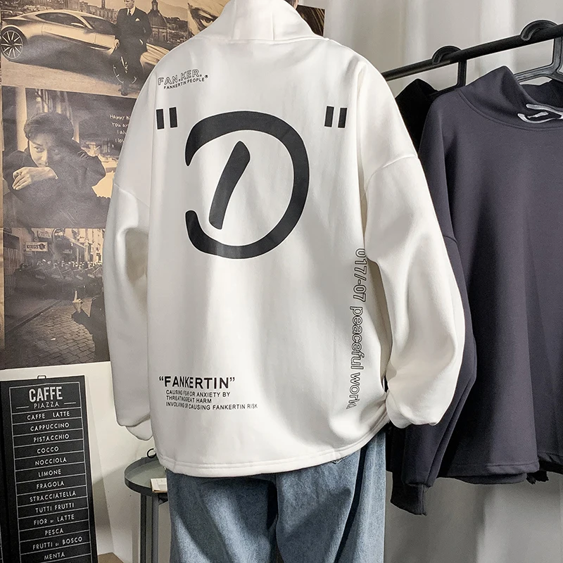 

SingleRoad Mens Turtleneck Sweatshirt Men 2020 Winter Oversized Harajuku Japanese Streetwear Casual Sweatshirts Black Hoodie Men