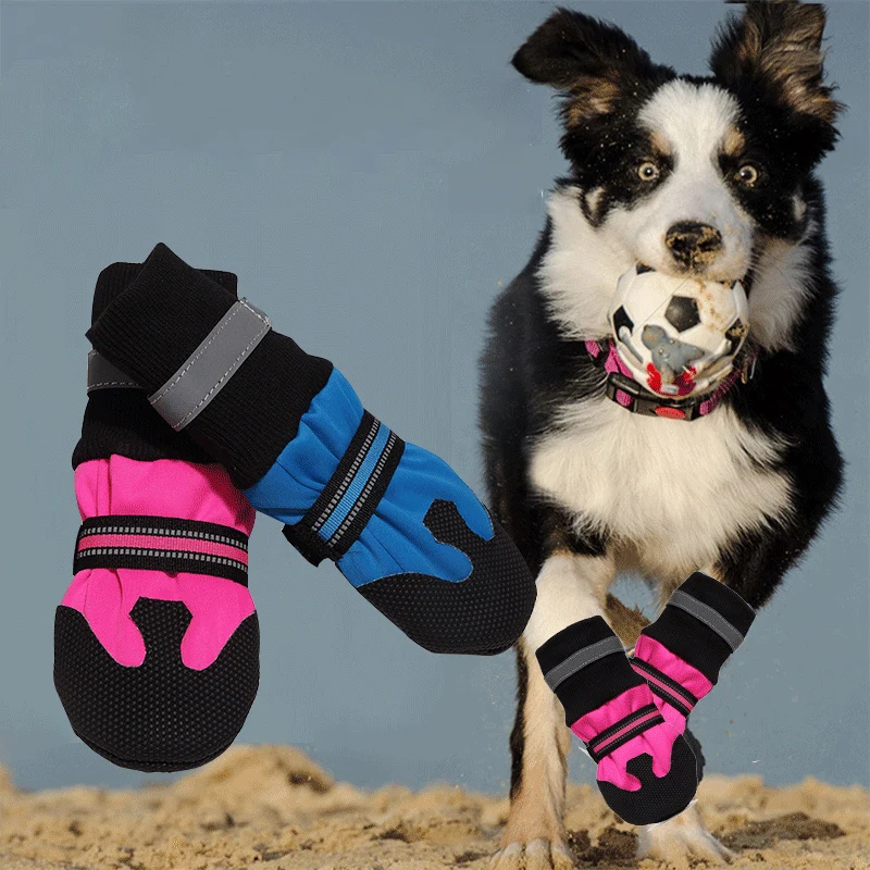 

4pcs/set Waterproof Winter Pet Dog Shoes Anti-slip Rain Snow Boots Footwear Thick Warm For Small Cats Puppy Dogs Socks Booties