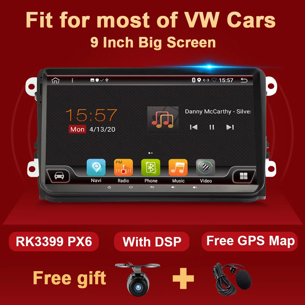 Автомагнитола 2DIN на Android 10 для VW Polo Jetta Tiguan passat b6 cc Golf 5 6 Sharan Octavia Fabia RNS510 мультимедиа