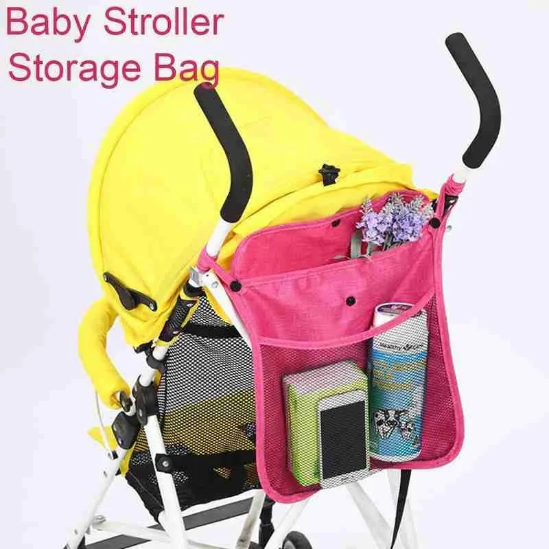

baby Stroller Mesh Bag Hanging Storage Bag Baby Trolley Stroller Pocket Organizer Bag Accessories Carriage Seat Stroller Ba E4A5