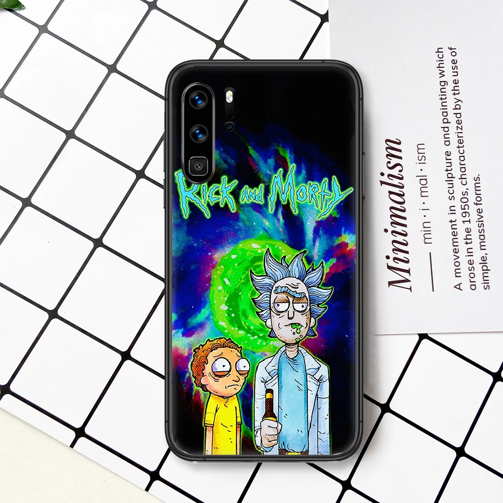 

Cartoon Ricks And Mortys Phone Case Cover For Huawei P Mate Smart 10 20 30 40 Lite Z 2019 Pro Black black Prime Soft Bumper Tpu