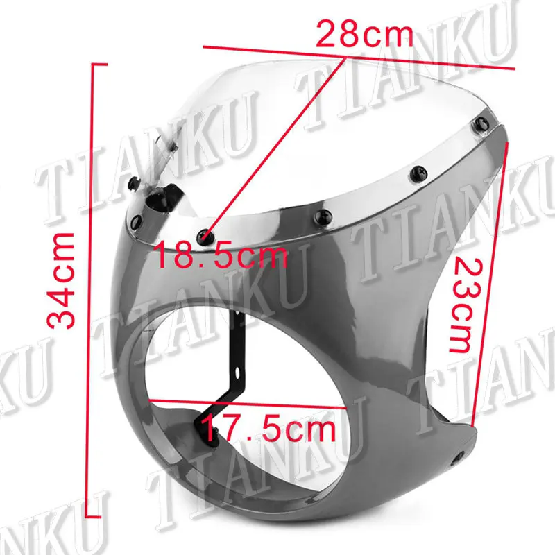 Universal Motorcycle Windshield 7" Headlight Fairing Screen Retro Cafe Racer Style Drag Racing Custom Chopper |