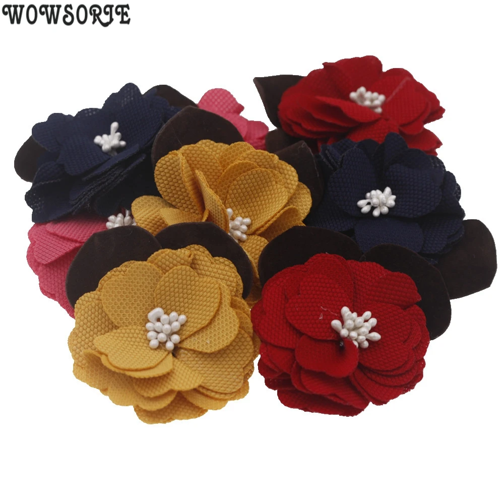 

7,5 см корейский Детский бутик «сделай сам» тканевые аксессуары с цветами без повязки на голову без зажимов Рождественские Свадебные аксесс...