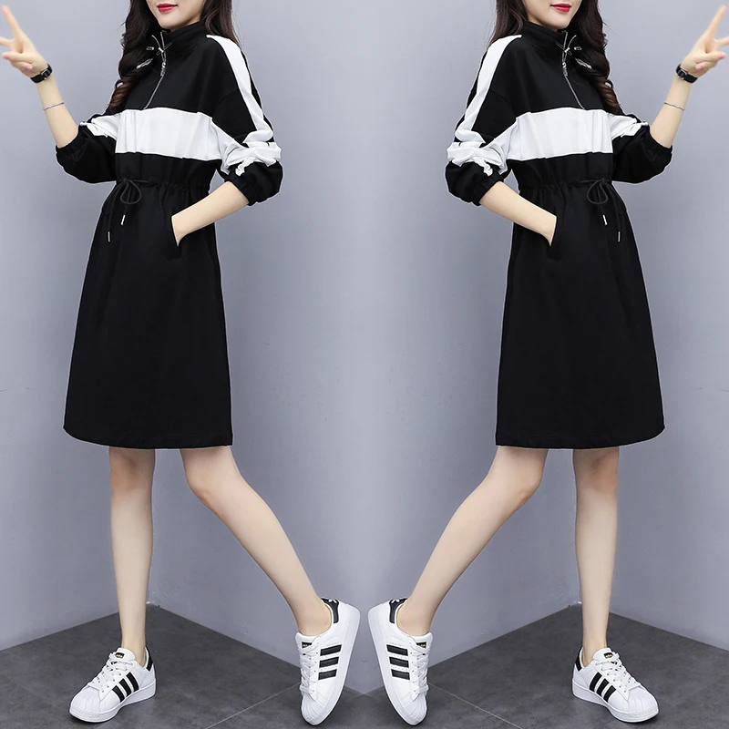 Женское платье с длинным рукавом Повседневное большого размера отложным