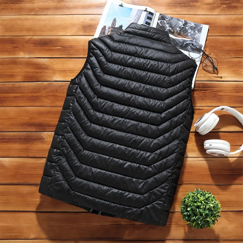 Жилет мужской на белом утином пуху модный ультралегкий Повседневный безрукавка свободный утепленный жилет