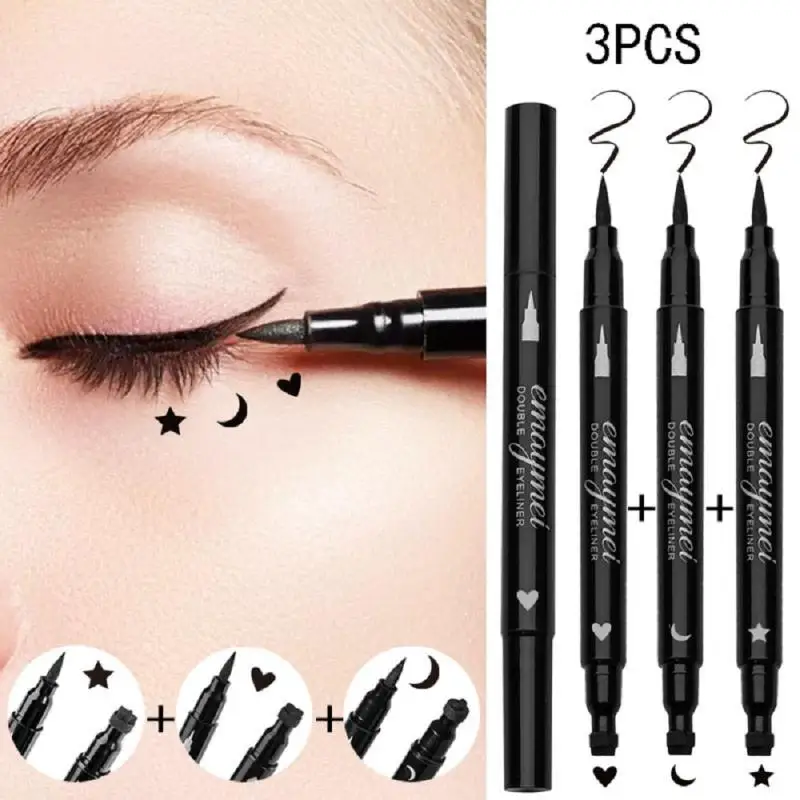 

2 In1 Eyeliner Stamp Liquid Eyeliner Pencil Waterproof Quick Dry Stamps Seal Eyeliner Pen Easy To Wear Makeup Cosmetics TSLM2