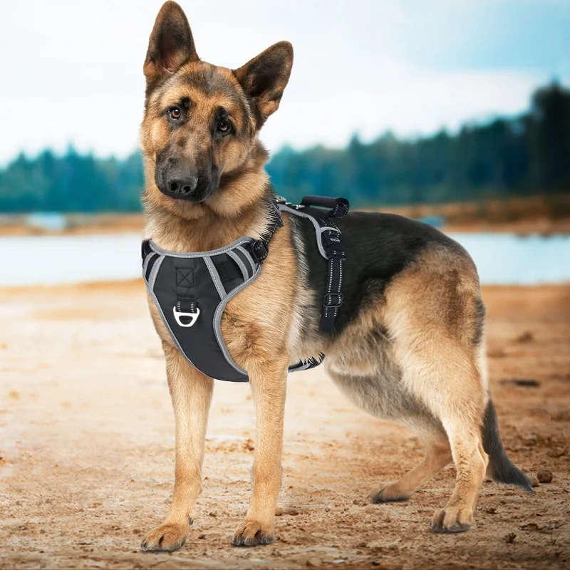 

Idepet Large Dog Harness Vest with Handle Pull Pet Vest Harness Safety Seat Belt Trip Reflective Breathable Dog Harness for Dogs